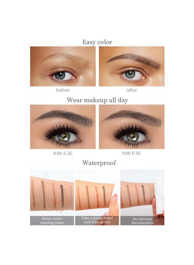 Eyebrow Pencil With 4 Tip Micro Head Liquid Eyebrow Microblading Pen Eyebrow Pen Micro 4 Point Brow Pen Longlasting Waterproof & Smudgeproof Natural Eyebrow Makeup (1 Light Brown)