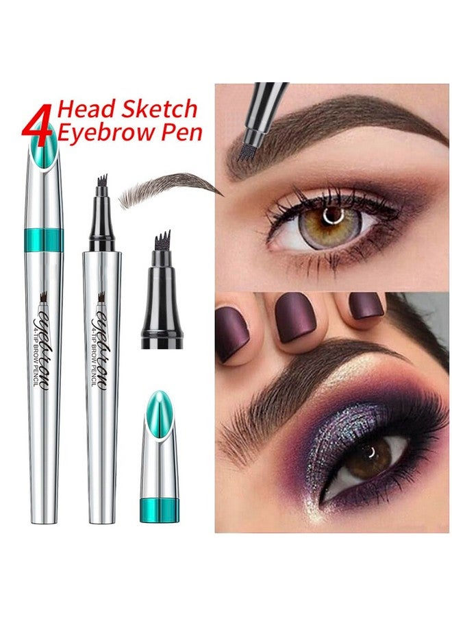Eyebrow Pencil With 4 Tip Micro Head Liquid Eyebrow Microblading Pen Eyebrow Pen Micro 4 Point Brow Pen Longlasting Waterproof & Smudgeproof Natural Eyebrow Makeup (1 Light Brown)