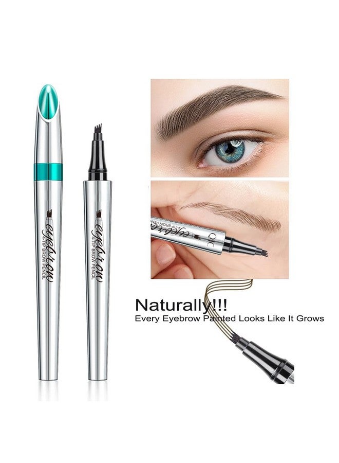 Eyebrow Pencil With 4 Tip Micro Head Liquid Eyebrow Microblading Pen Eyebrow Pen Micro 4 Point Brow Pen Longlasting Waterproof & Smudgeproof Natural Eyebrow Makeup (1 Light Brown)