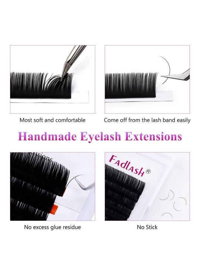 Lash Extensions D Curl Fadlash Eyelash Extensions 0.20 Premium Black Matte Classic Silk Eyelash Extensions (0.20D 12Mm)