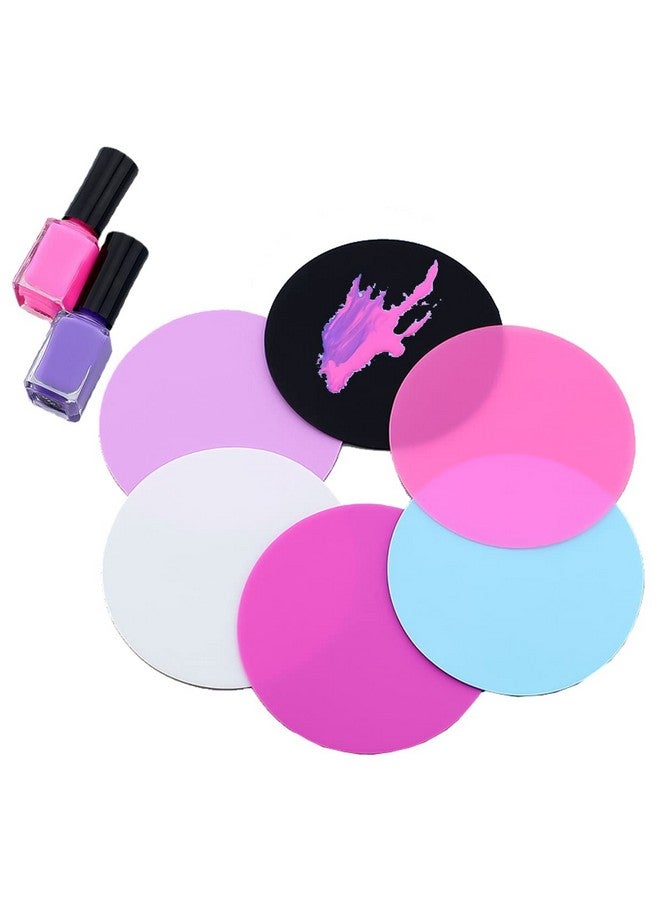 8 Sheets Silicone Round Shape Nail Art Painting Gel Palette Nail Polish Mixing Plate Foundation Lipstick Palette Cosmetic Palette Paint Drawing Color Dish Manicure Nail Diy Tool