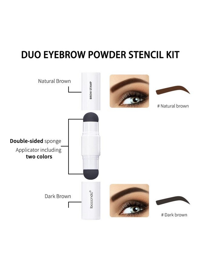 Dualcolor One Step Eyebrow Stamp Stencil Kit With 10 Reusable Eyebrow Stencils Long Lasting Waterproof Eyebrow Powder Natural Brown & Dark Brown