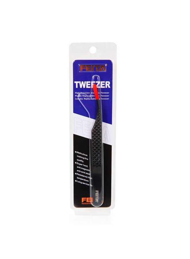 Diamond Grip Eyelash Extensions Tweezer Lash Precision Tweezers Japanese Steel Dolphinshaped Tip False Lashes Application Tools Black 1Pc