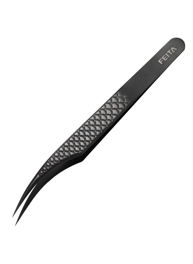 Diamond Grip Eyelash Extensions Tweezer Lash Precision Tweezers Japanese Steel Dolphinshaped Tip False Lashes Application Tools Black 1Pc
