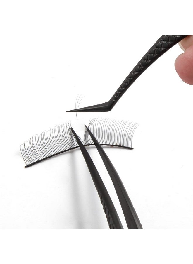 Diamond Grip Eyelash Extensions Tweezer Lash Precision Tweezers Japanese Steel Dolphinshaped Tip False Lashes Application Tools Black 1Pc