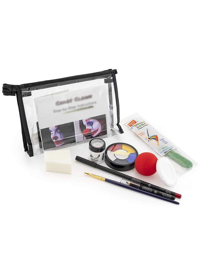 Chaos Clown Makeup Kit Complete 10 Piece Set For Joker Jester Or Clown Halloween Costume Full Color Instructions (Standard)