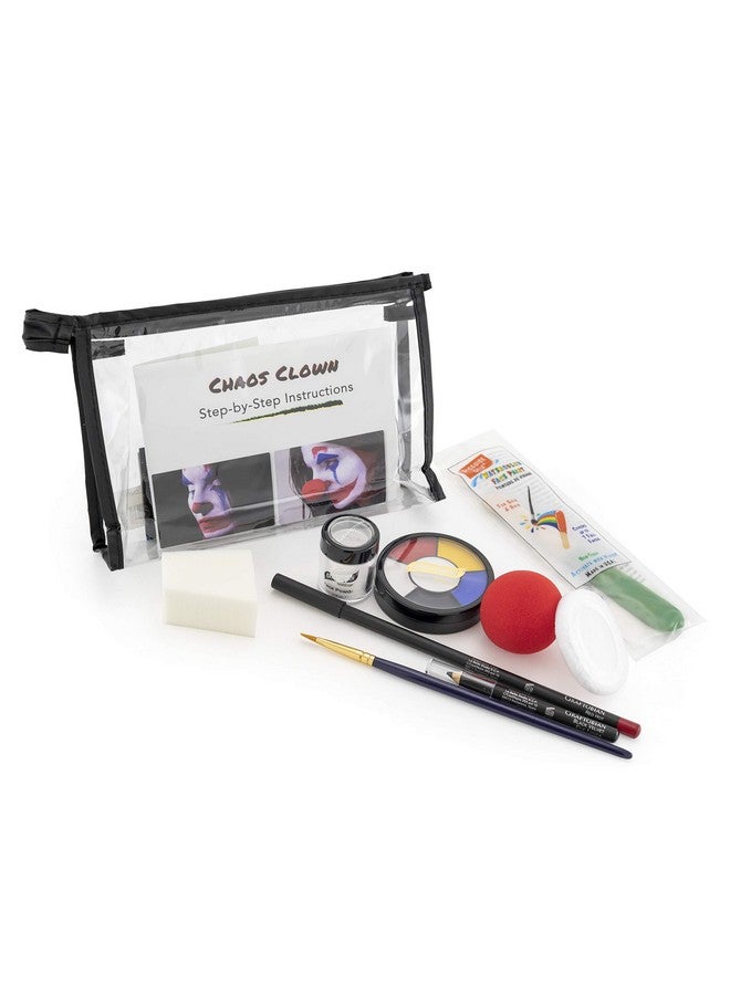 Chaos Clown Makeup Kit Complete 10 Piece Set For Joker Jester Or Clown Halloween Costume Full Color Instructions (Standard)