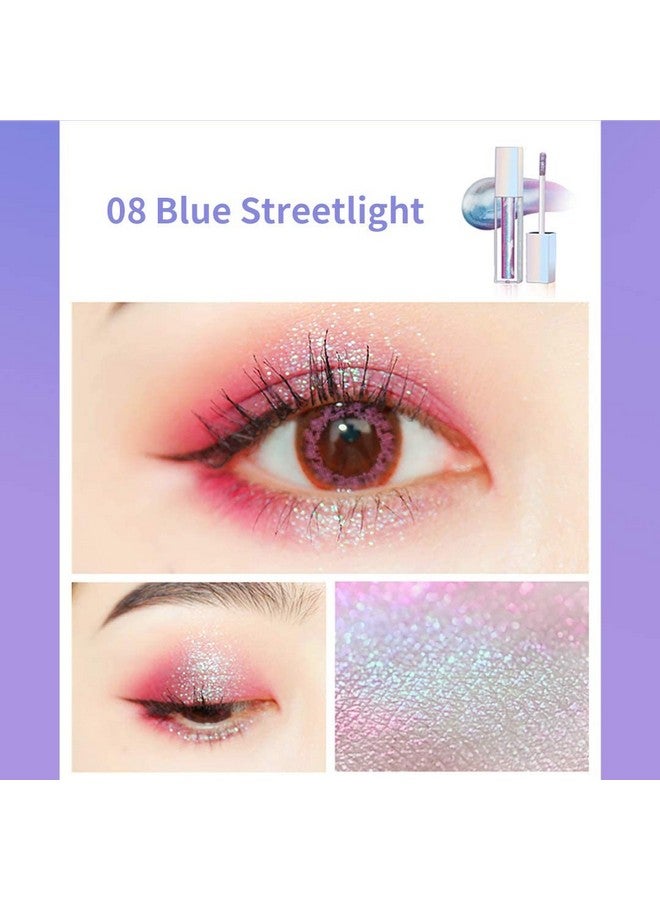 Glitter Galaxy Colored Liquid Eyeshadow Dazzling Shimmer Eye Makeup High Pigmented & Long Lasting (08 Blue Streetlight)