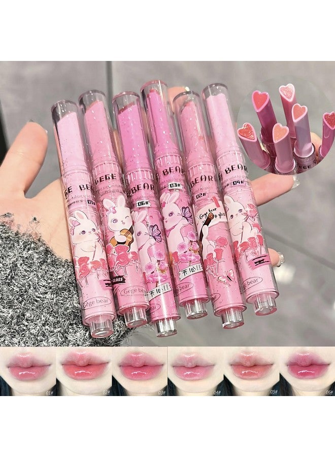 6 Colors Cute Jelly Lipstick Set Shine Hydrating Lip Gloss Moisturizing Tinted Lip Balm Smooth Nourishing Lip Care Lip Tint With Gift Box