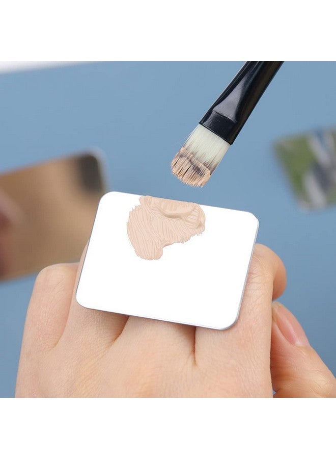 2 Pcs Stainless Steel Square Palette Mini Ring Makeup Palette Nail Blur Painting Tools Diy Nail Art Can Be Used For Eye Shadow Eyelash Pigment Mix