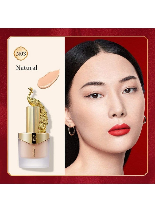 [Palace Identity] Full Coverage Liquid Foundation Nourishing Skin Longlasting Lightweight Makeup，Chinese Phoenix (W02 Porcelain)