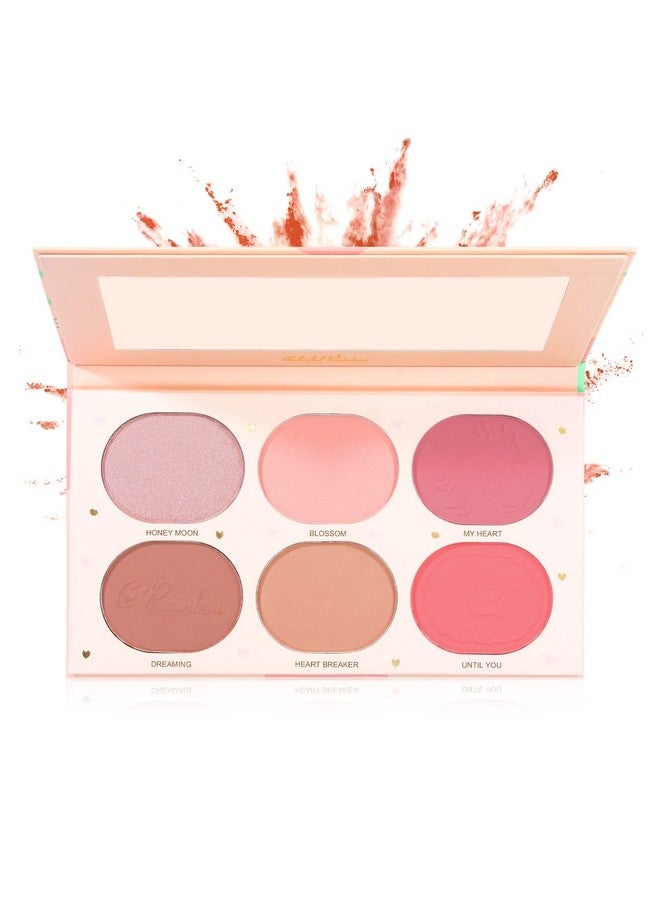 6 Colors Blush Palette Matte Blush Powder Bright Shimmer Face Cheek Contour And Highlight Blush Palette Professional Facial Makeup Blush