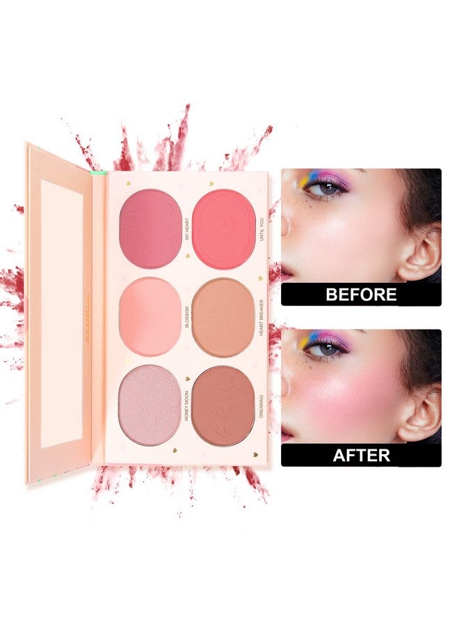 6 Colors Blush Palette Matte Blush Powder Bright Shimmer Face Cheek Contour And Highlight Blush Palette Professional Facial Makeup Blush