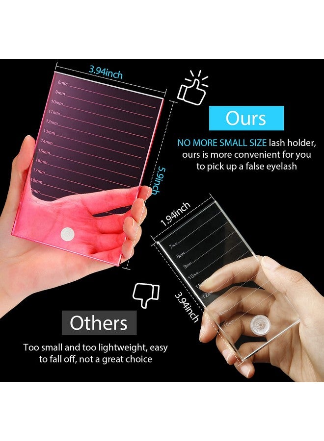 Eyelash Crystal Pallet Eyelash Extension Pallet Bigger Size Glass Pallet Lashes False Lash Tray Strip Adhesive Glue Holder For Eyelash Extensions (Pink5.9 X 3.94 X 0.31 Inch)
