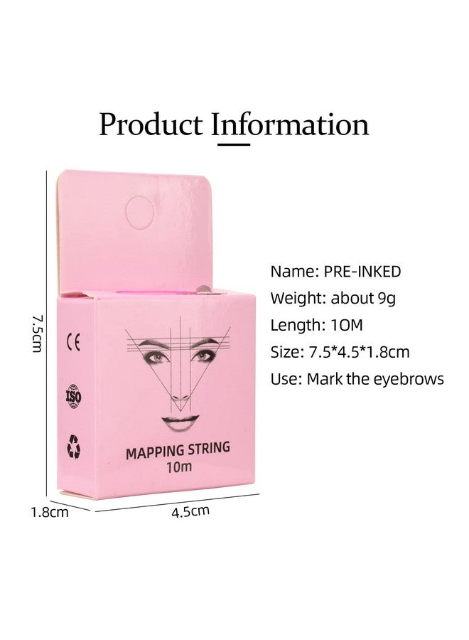Eyebrow Mapping String 3 Pack Preinked 10M(32Ft) Microblading String For Brow Marking 3 Colors Black White Pink Measuring String For Eyebrow Makeup