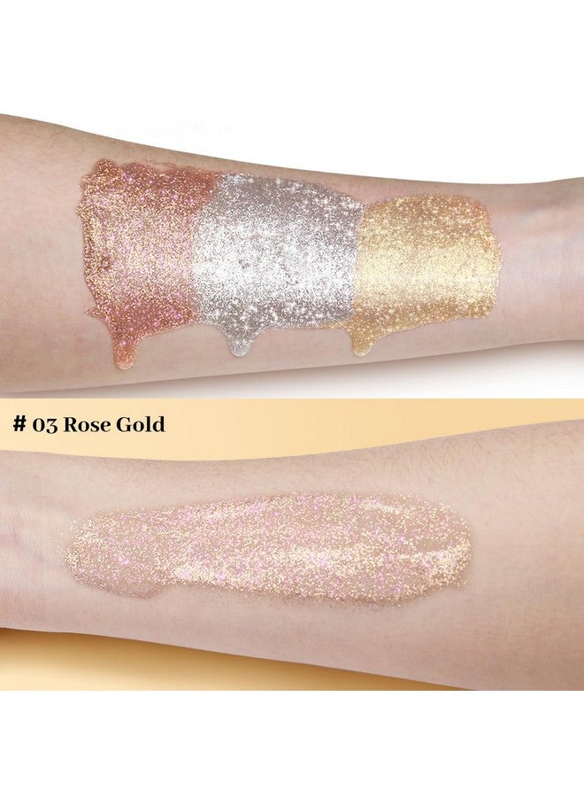 Hydrating Body Glitter Dewy Highlighter Makeup Luminizer Drops Body Shimmer Liquid Face Glow Sparkles For Women Gifts (Rose Gold 03)