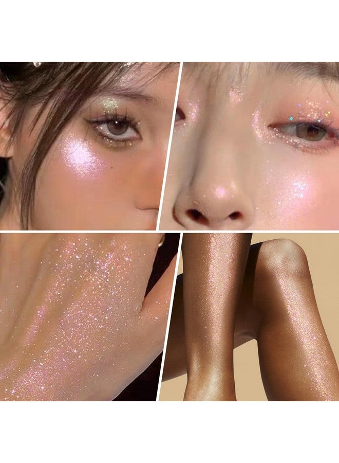 Hydrating Body Glitter Dewy Highlighter Makeup Luminizer Drops Body Shimmer Liquid Face Glow Sparkles For Women Gifts (Rose Gold 03)