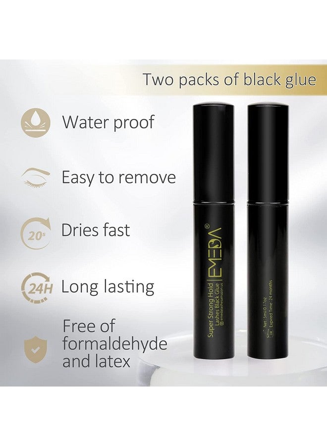 2 Pcs Professional Latex Free Eyelash Glue Waterproof Black Lashes Glue Super Strong Hold False Eyelash Glue Best Strip Eyelash Adhesive Suitable For Sensitive Eyes Lash Adhesive