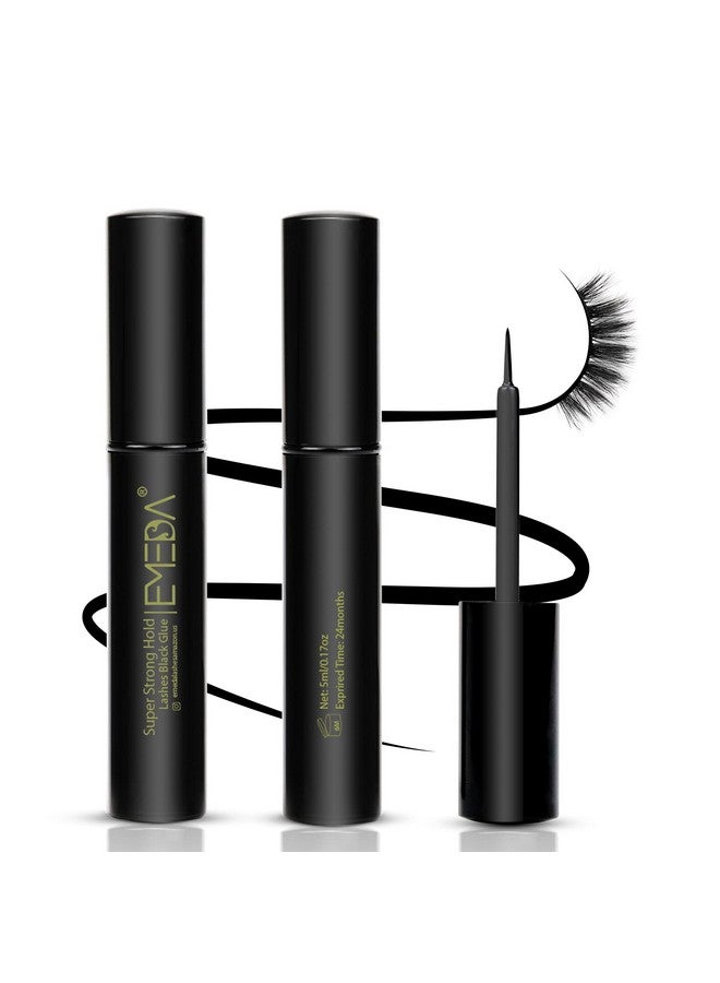 2 Pcs Professional Latex Free Eyelash Glue Waterproof Black Lashes Glue Super Strong Hold False Eyelash Glue Best Strip Eyelash Adhesive Suitable For Sensitive Eyes Lash Adhesive