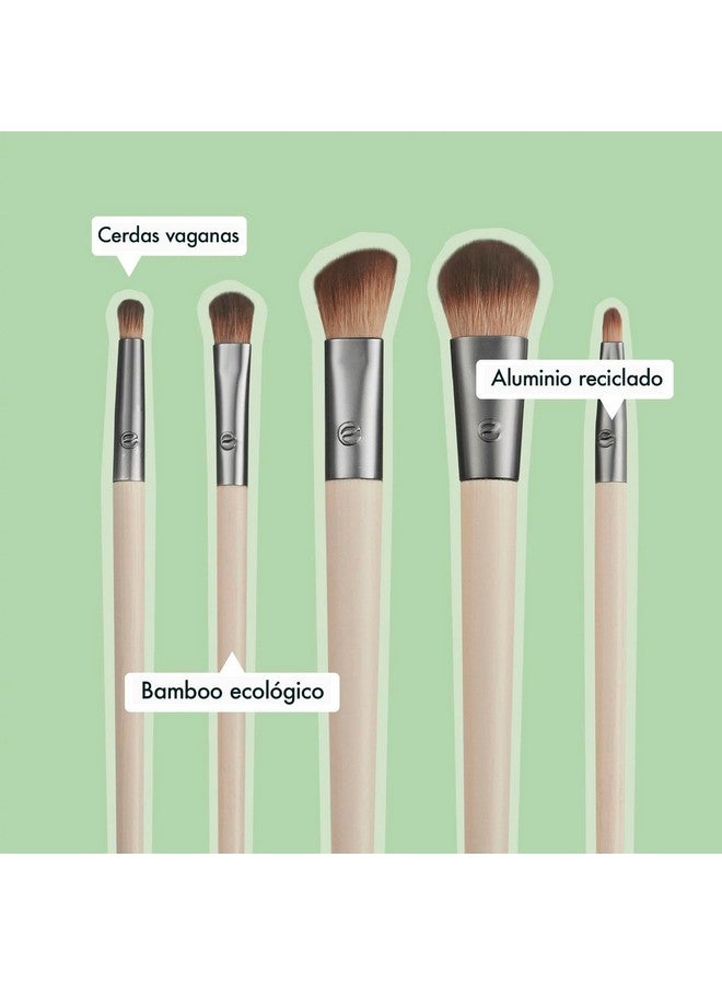 Daily Defined Eye Brush Kit Makeup Brushes For Liquid Powder & Cream Eyeshadow & Eyeliner Application Ecofriendly Eye Brushes Synthetic Hair Cruelty Free 5 Piece Set