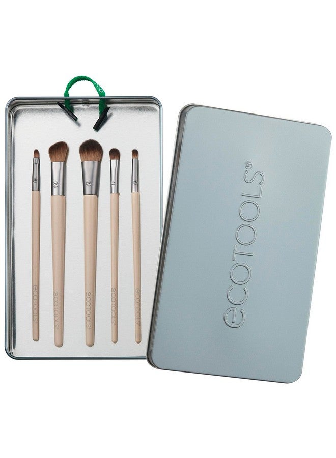 Daily Defined Eye Brush Kit Makeup Brushes For Liquid Powder & Cream Eyeshadow & Eyeliner Application Ecofriendly Eye Brushes Synthetic Hair Cruelty Free 5 Piece Set