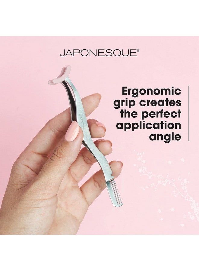 False Lash Applicator Tweezers Lash Pad Cushioned Safety Tweezers Dual Ended Lash Applicator Tool With Built In Stainless Steel Lash Comb