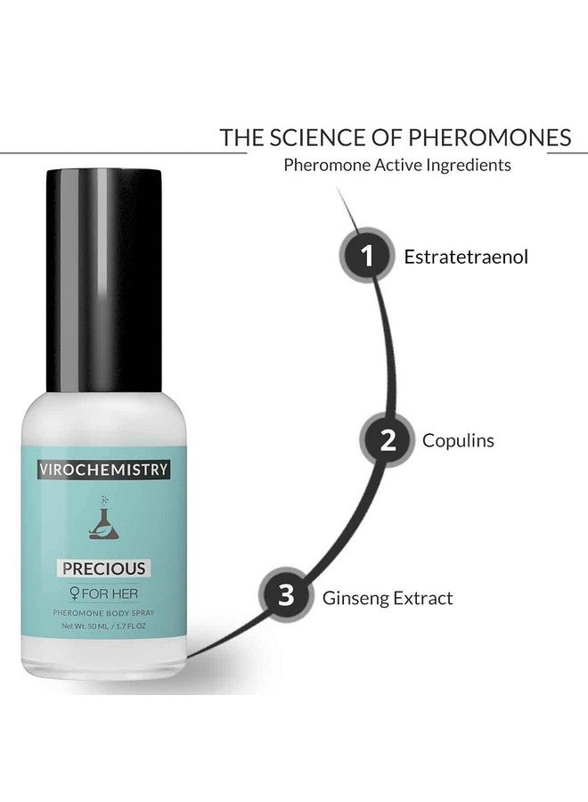Pheromones For Women (Precious) Body Spray Elegant Ultra Strength Organic Human Pheromones Fragrance Body Spray 50Ml [Human Grade Pheromones To Attract Men]