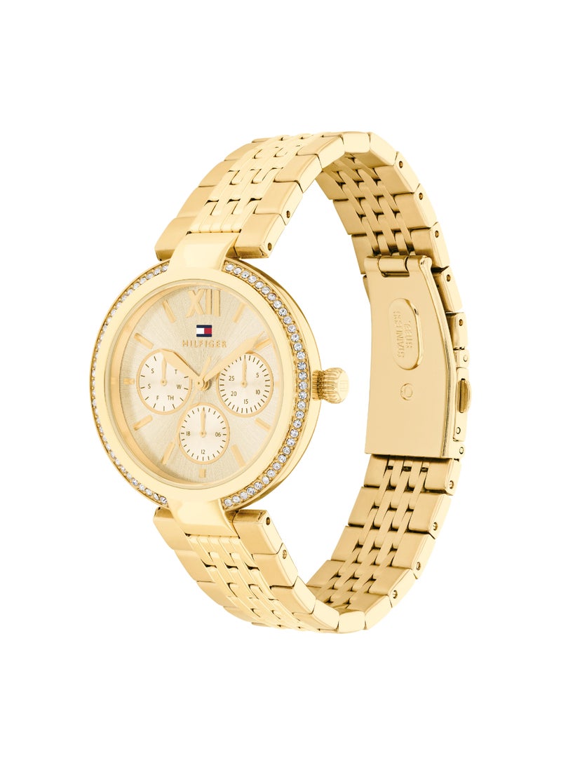 Round Analog Women's Thin Gold Case Watch - 1782697