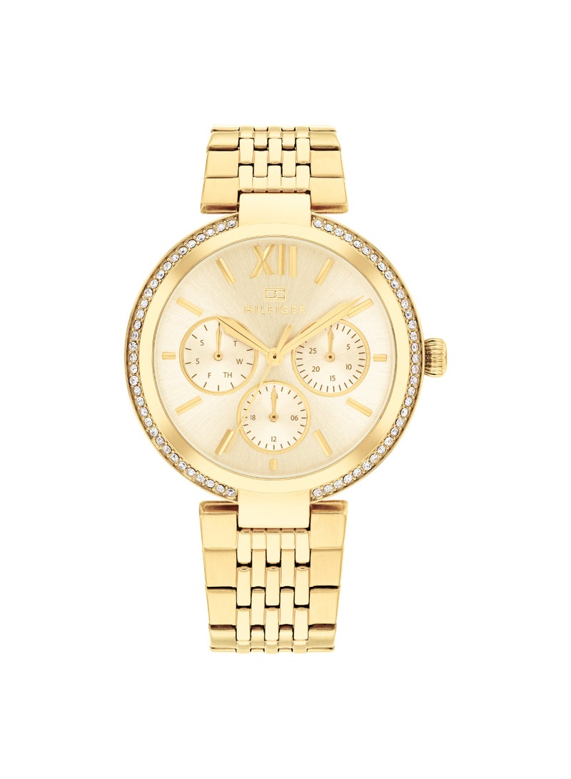 Round Analog Women's Thin Gold Case Watch - 1782697