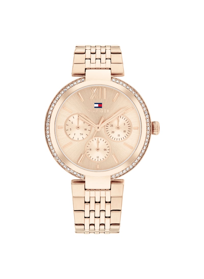 Round Analog Women's Light Carnation Gold Case Watch - 1782696