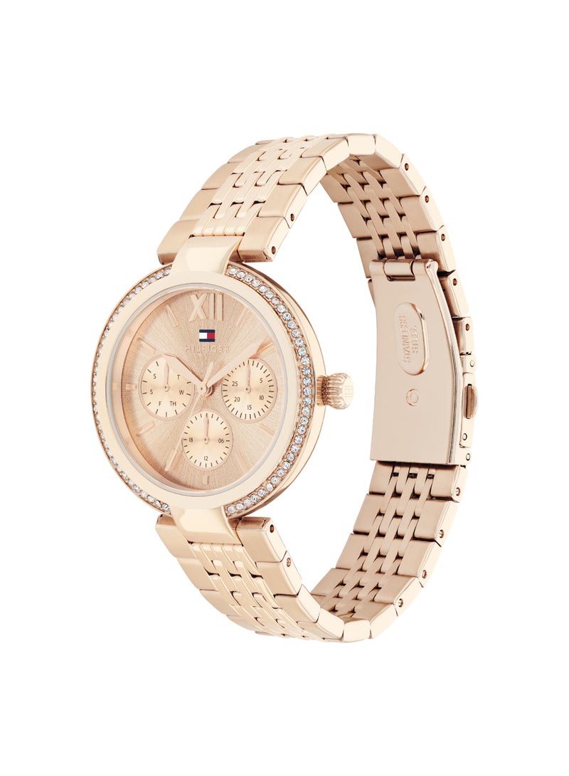 Round Analog Women's Light Carnation Gold Case Watch - 1782696