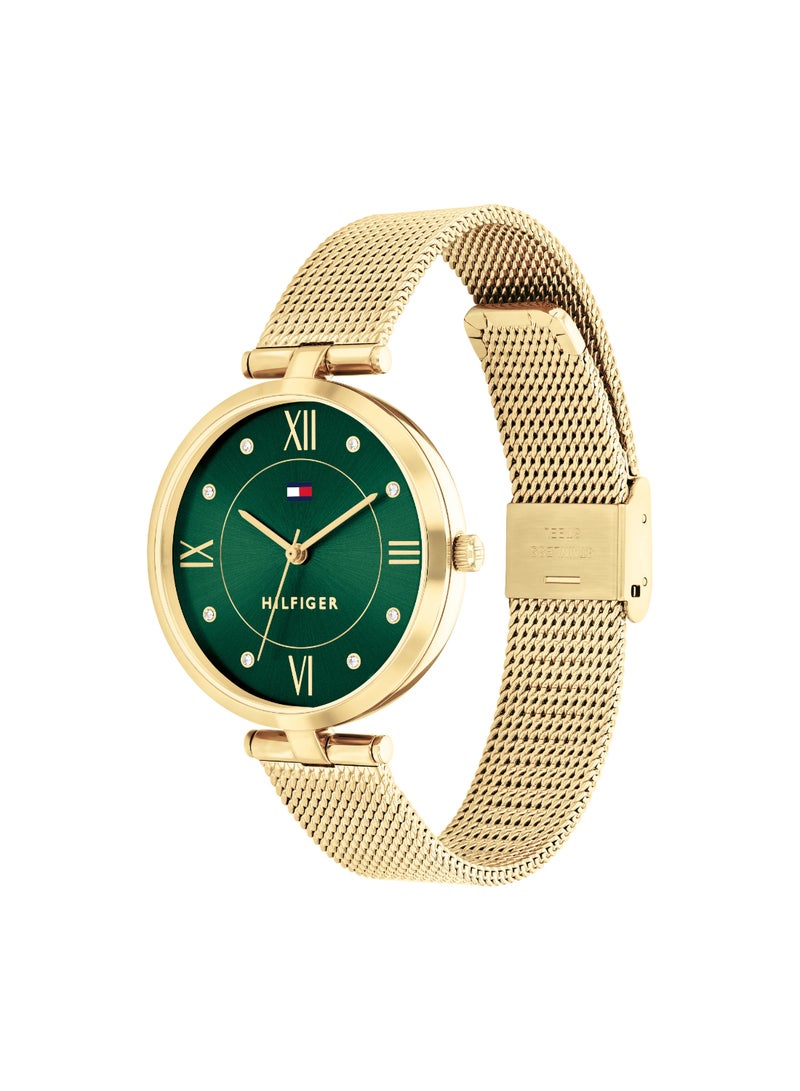 Round Analog Women's Dark Green Case Watch - 1782711