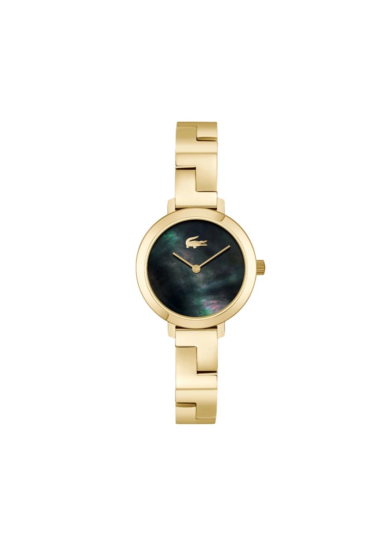 Round Analog Women's Black Mother Of Pearl Case Watch - 2001375