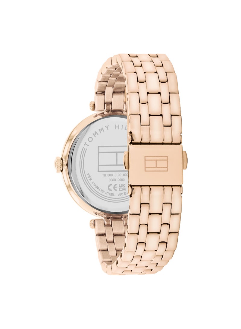 Round Analog Women's Carnation Gold Case Watch - 1782721