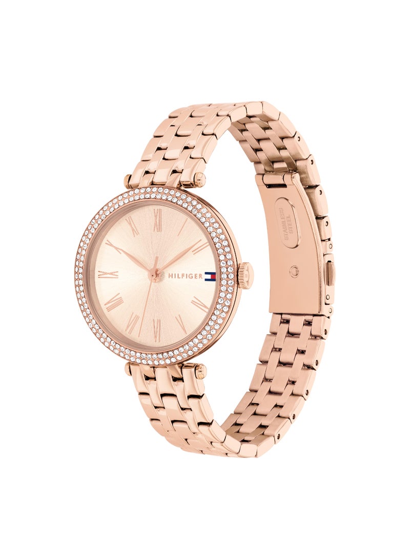 Round Analog Women's Carnation Gold Case Watch - 1782721