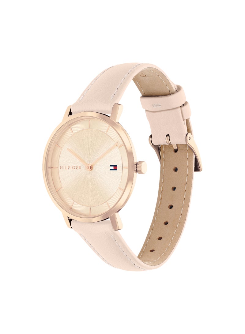 Round Analog Women's Carnation Gold Case Watch - 1782734