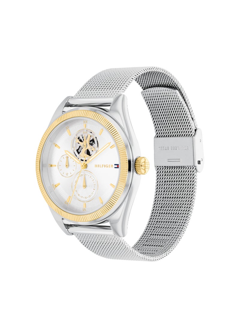 Round Analog Women's Silver White Case Watch - 1782713