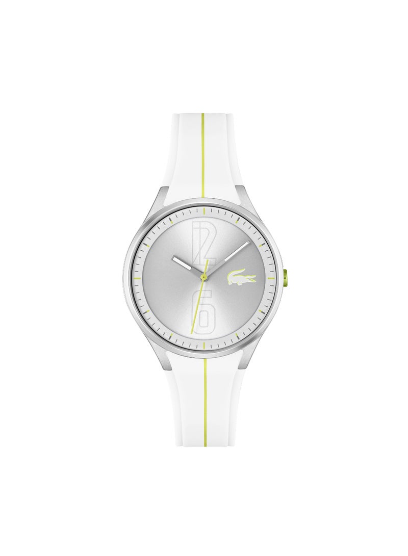 Round Analog Women's Silver White Case Watch - 2001349