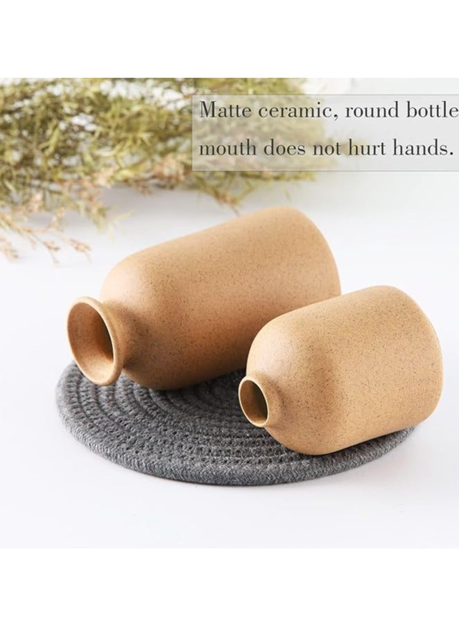 Creative Brown Ceramic Vase Set-3 Small Flower Vases for Decor Plant Desktop Ornament Modern Home Decor Vase for Decor Pampas Grass Vase Flowers Vase Rose Fit for Home and Office Living Room Desk Shelf Decor Centerpieces Decoration