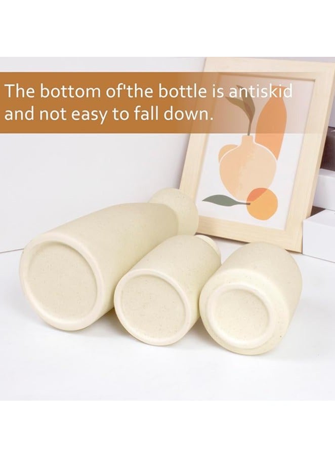 Creative Beige Ceramic Vase Set-3 Small Flower Vases for Decor Plant Desktop Ornament Modern Home Decor Vase for Decor Pampas Grass Vase Flowers Vase Rose Fit for Home and Office Living Room Desk Shelf Decor Centerpieces Decoration