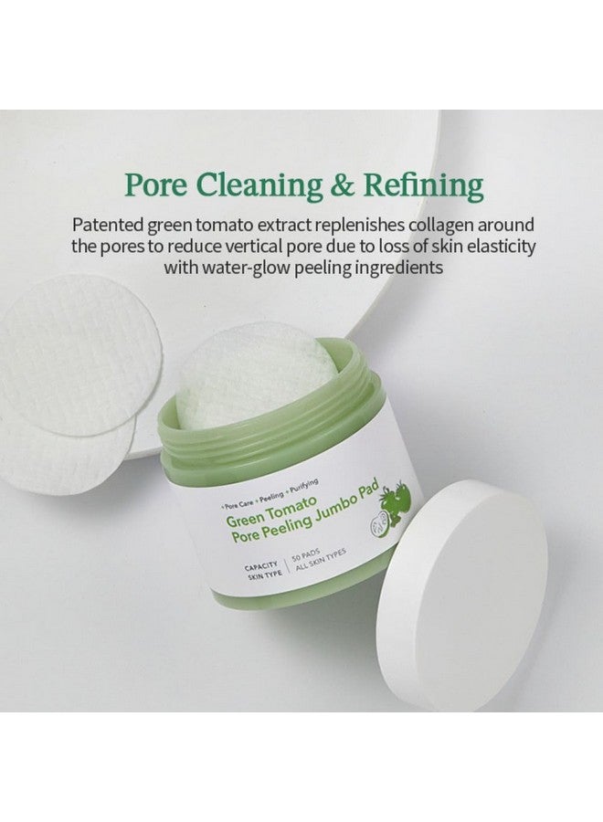 Green Tomato Pore Peeling Jumbo Pad 60 Sheets | Facial Toner Pads For Minimizing Pores & Soothing & Deep Hydration | Pha Hyaluronic Acid | Korean Skincare