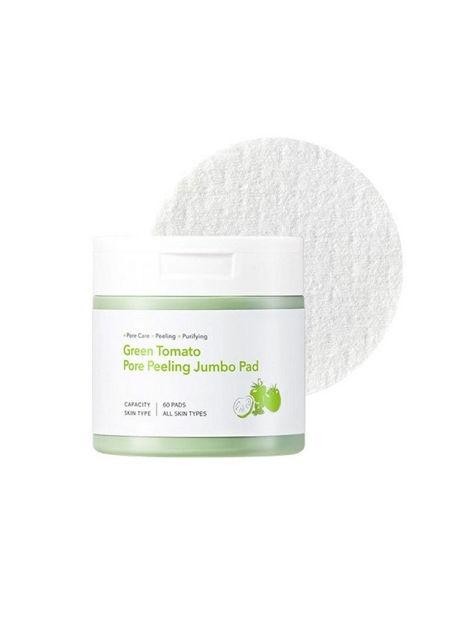 Green Tomato Pore Peeling Jumbo Pad 60 Sheets | Facial Toner Pads For Minimizing Pores & Soothing & Deep Hydration | Pha Hyaluronic Acid | Korean Skincare