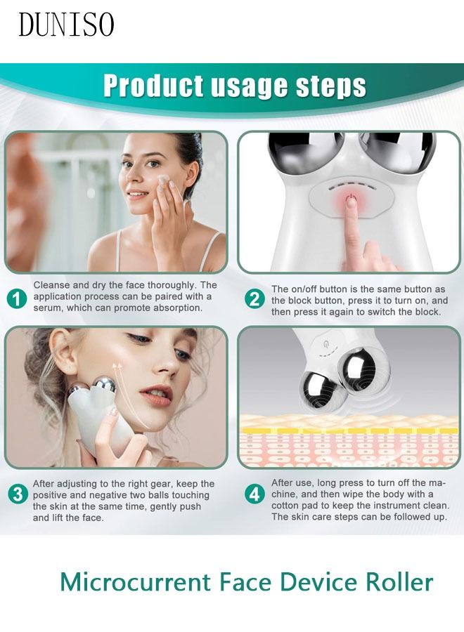 Microcurrent Face Device Roller Lift The face and Tighten The Skin USB Mini microcurrent face Lift Skin Tightening Rejuvenation Spa for Facial Wrinkle Remover Toning