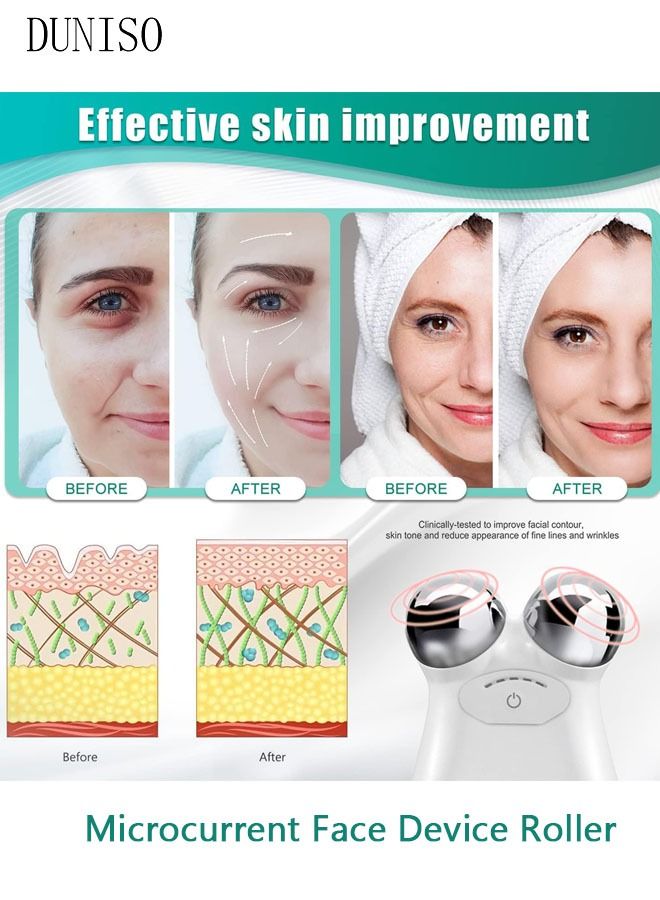 Microcurrent Face Device Roller Lift The face and Tighten The Skin USB Mini microcurrent face Lift Skin Tightening Rejuvenation Spa for Facial Wrinkle Remover Toning