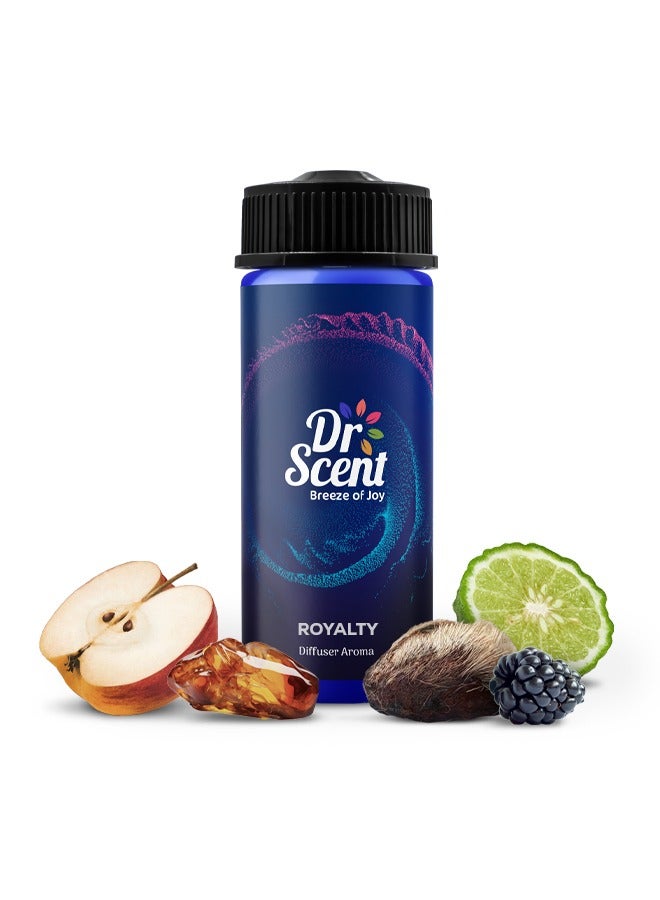 Dr Scent Diffuser Aroma Oil - Royality | Luxurious Essential Oil Blend with Sweet Mixed Fruits, Apple Dewberry, and Amber Musk Notes | Creating an Elegant Ambiance (170ML)