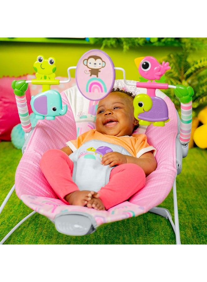 Pink Paradise Portable Baby Bouncer With Vibrating Infant Seat And -Toy Bar, 0 - 6 Months