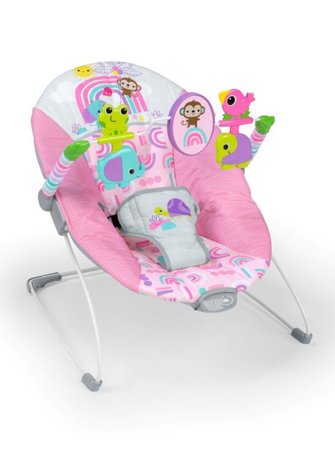 Pink Paradise Portable Baby Bouncer With Vibrating Infant Seat And -Toy Bar, 0 - 6 Months