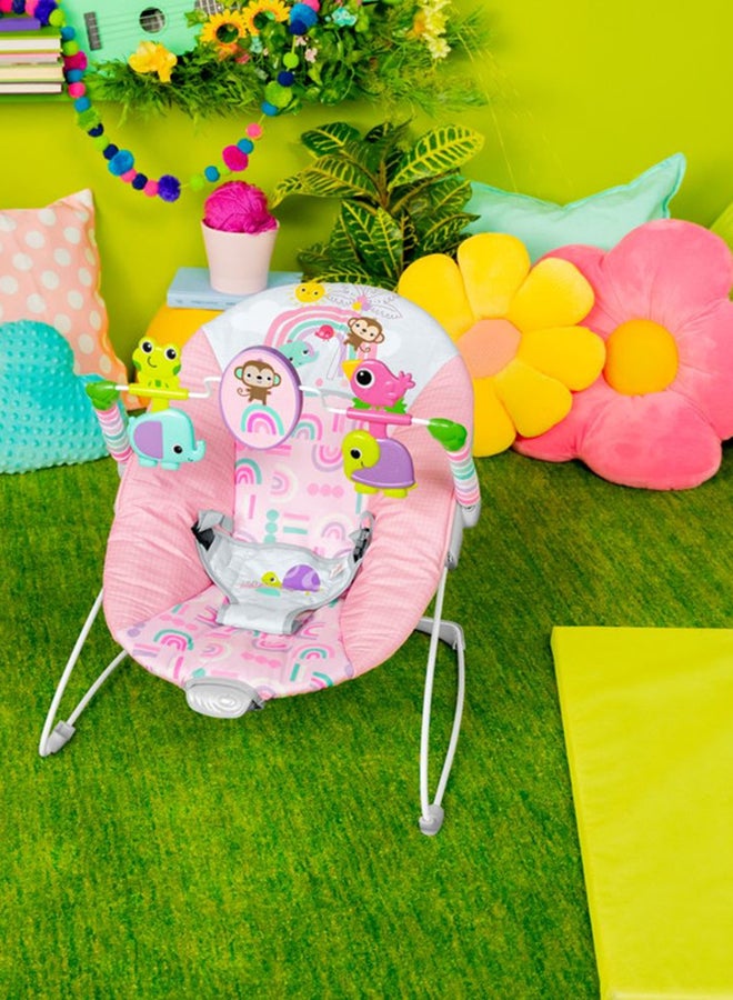 Pink Paradise Portable Baby Bouncer With Vibrating Infant Seat And -Toy Bar, 0 - 6 Months