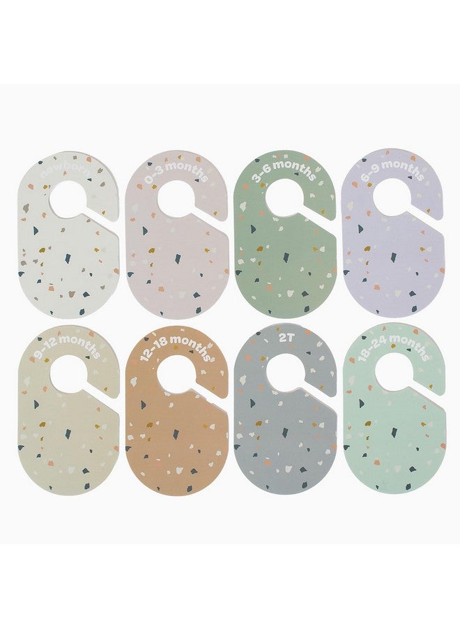 Baby And Toddler Hanger Closet Dividers Set Of 8 Durable Nursery Closet Organizer For Baby Clothes By Size/Age For Infant To Toddler Boy & Girl Terrazzo