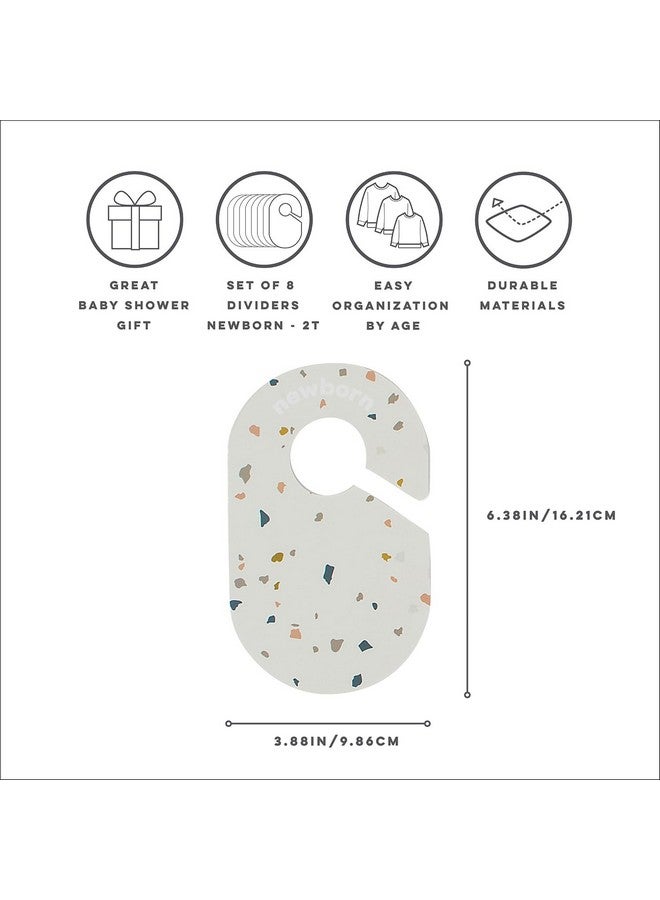 Baby And Toddler Hanger Closet Dividers Set Of 8 Durable Nursery Closet Organizer For Baby Clothes By Size/Age For Infant To Toddler Boy & Girl Terrazzo